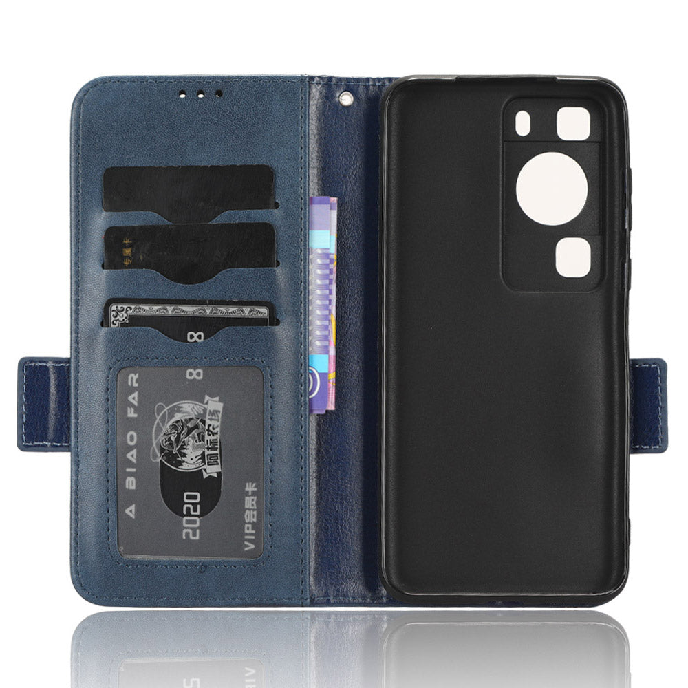For Huawei P60 Pro / P60 Anti-Dust Phone Shell PU Leather Phone Case Imprinted Triangle Stand Wallet Cover
