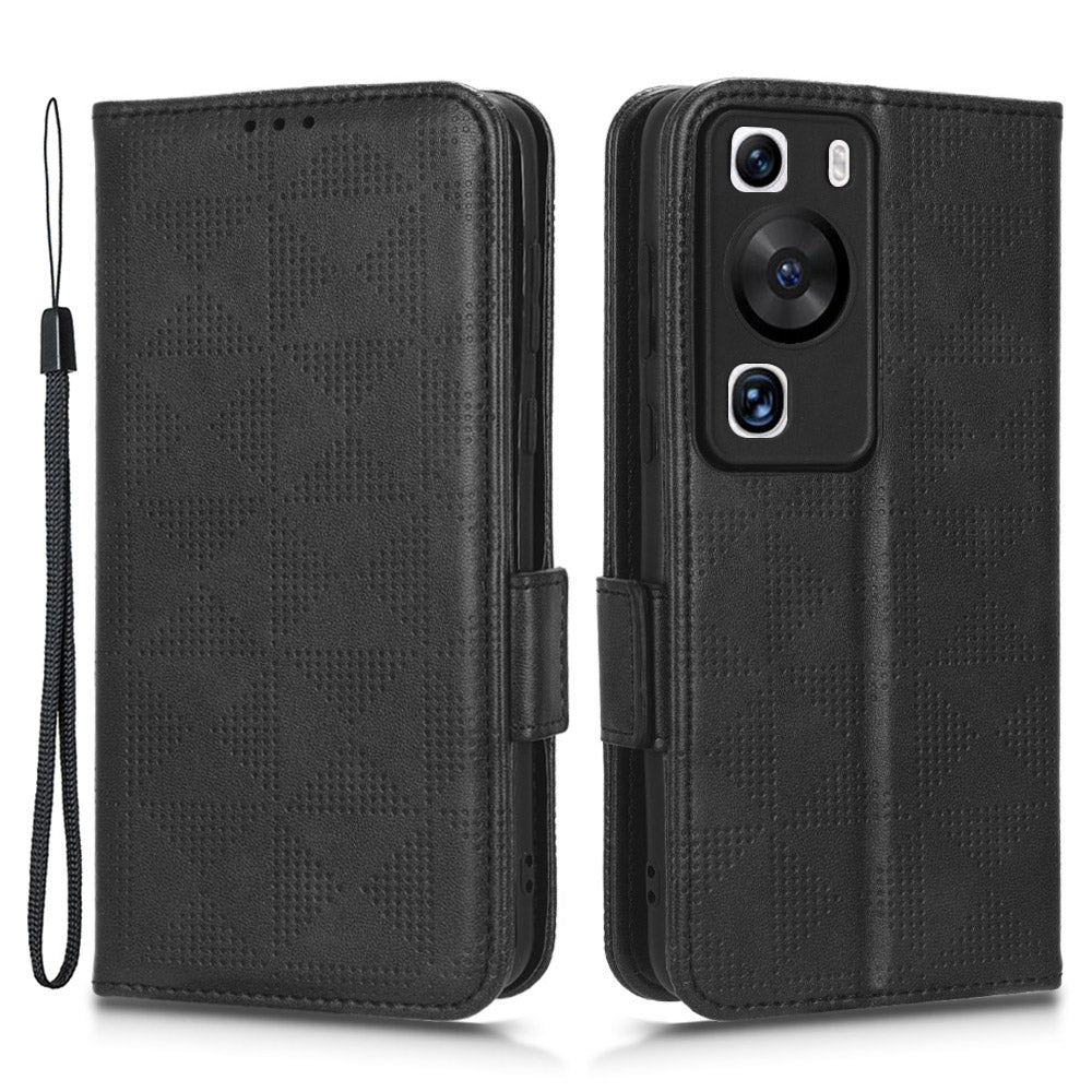 For Huawei P60 Pro / P60 Anti-Dust Phone Shell PU Leather Phone Case Imprinted Triangle Stand Wallet Cover