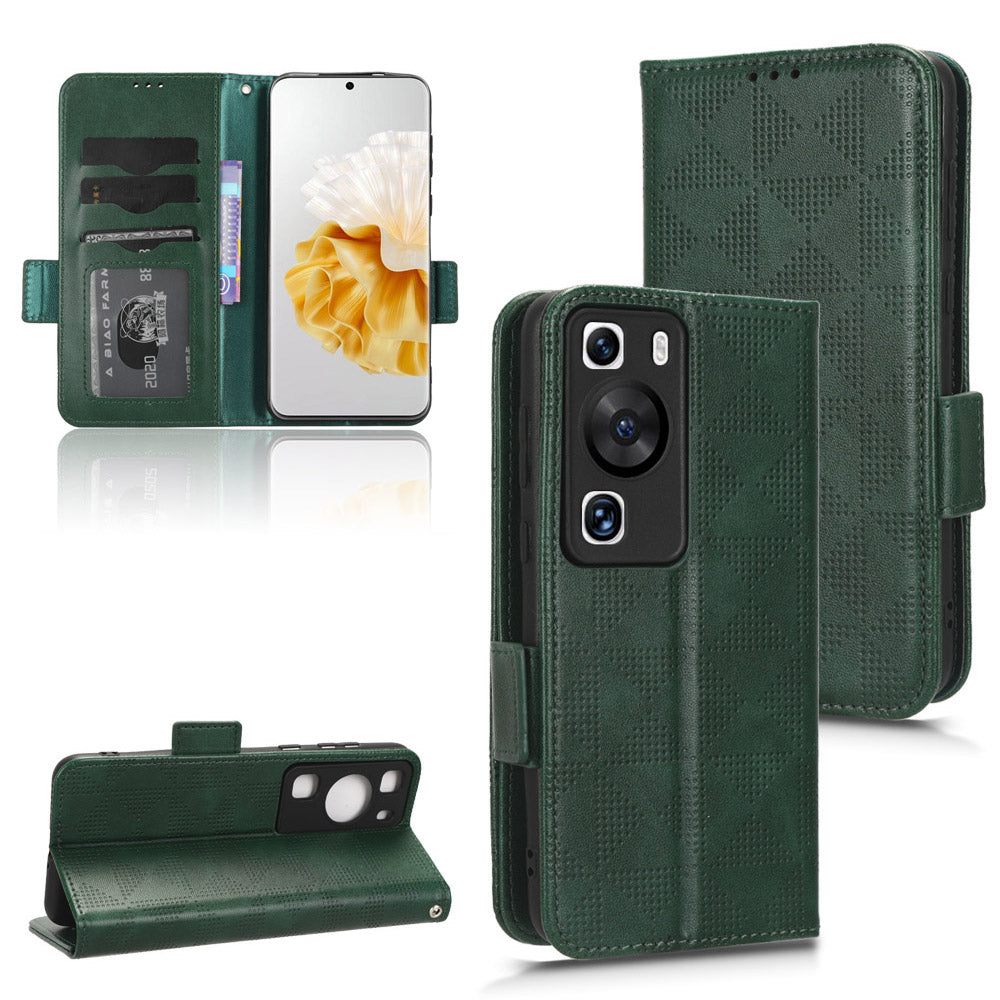 For Huawei P60 Pro / P60 Anti-Dust Phone Shell PU Leather Phone Case Imprinted Triangle Stand Wallet Cover
