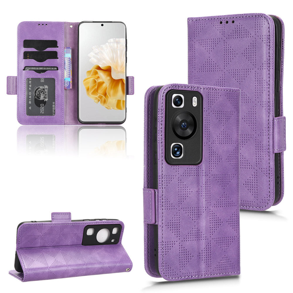For Huawei P60 Pro / P60 Anti-Dust Phone Shell PU Leather Phone Case Imprinted Triangle Stand Wallet Cover