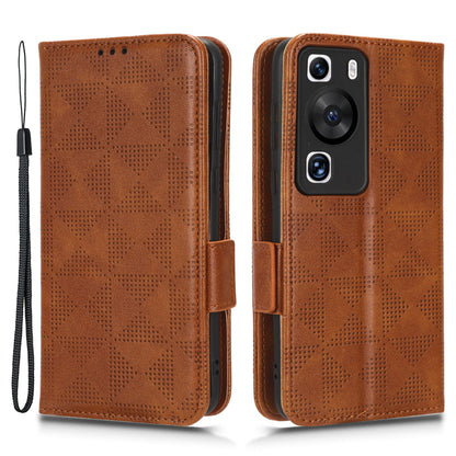 For Huawei P60 Pro / P60 Anti-Dust Phone Shell PU Leather Phone Case Imprinted Triangle Stand Wallet Cover