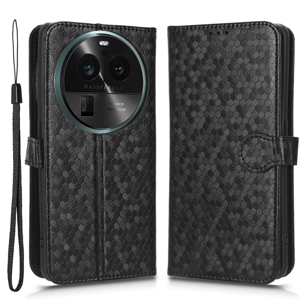 Dot Pattern Imprinted Leather Cover for Oppo Find X6 Wallet Phone Case Anti-Drop Shockproof Stand Phone Shell