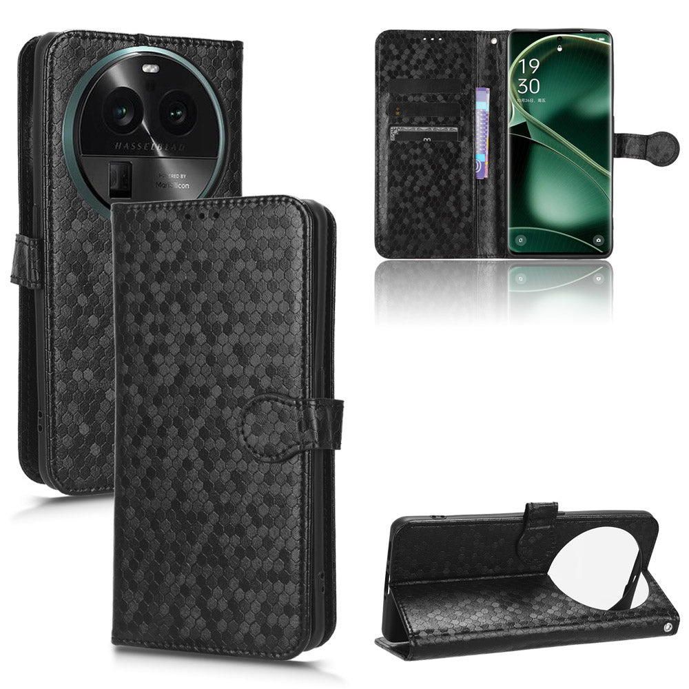 Dot Pattern Imprinted Leather Cover for Oppo Find X6 Wallet Phone Case Anti-Drop Shockproof Stand Phone Shell
