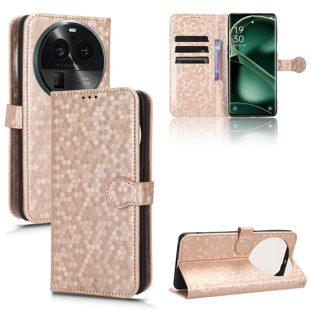 Dot Pattern Imprinted Leather Cover for Oppo Find X6 Wallet Phone Case Anti-Drop Shockproof Stand Phone Shell