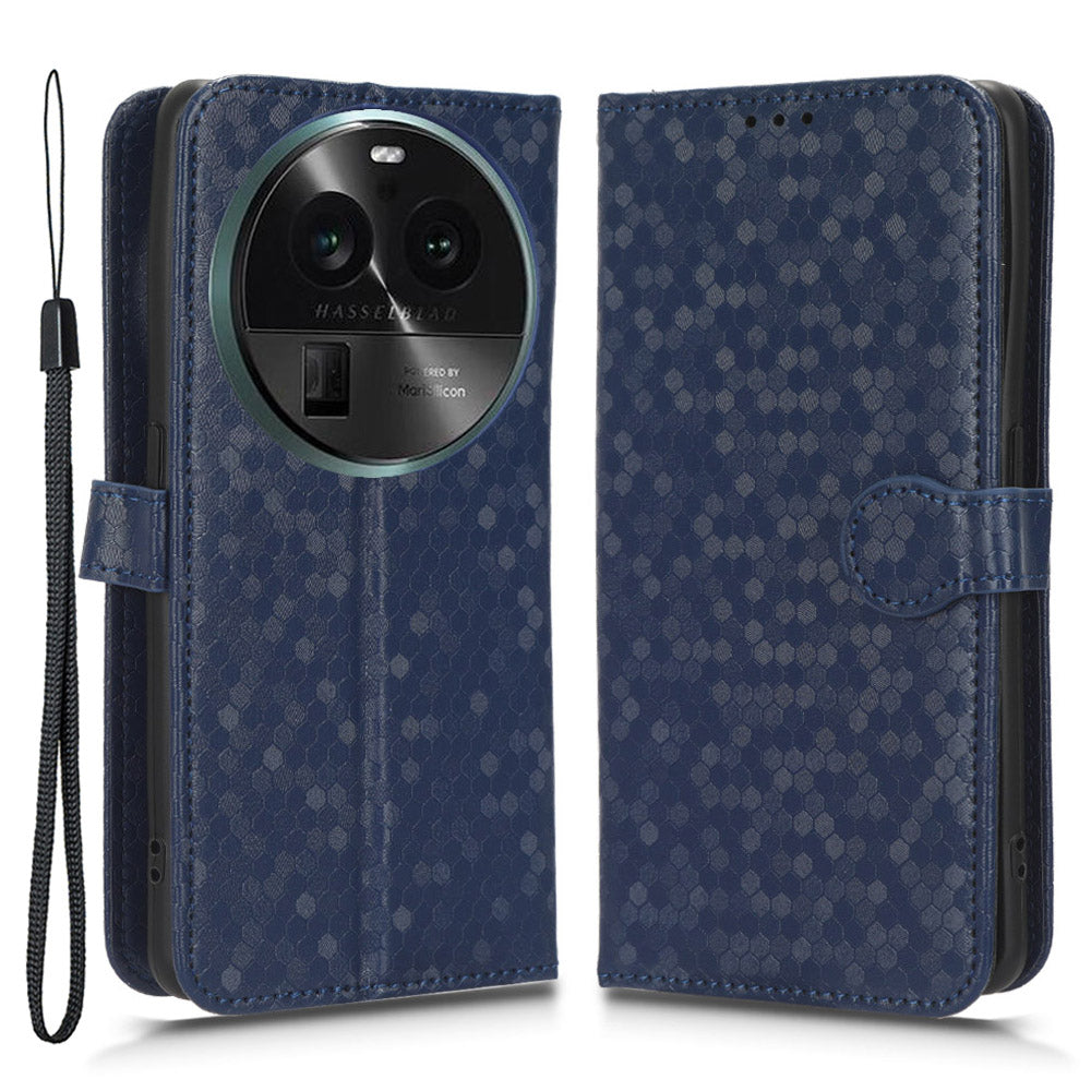 Dot Pattern Imprinted Leather Cover for Oppo Find X6 Wallet Phone Case Anti-Drop Shockproof Stand Phone Shell