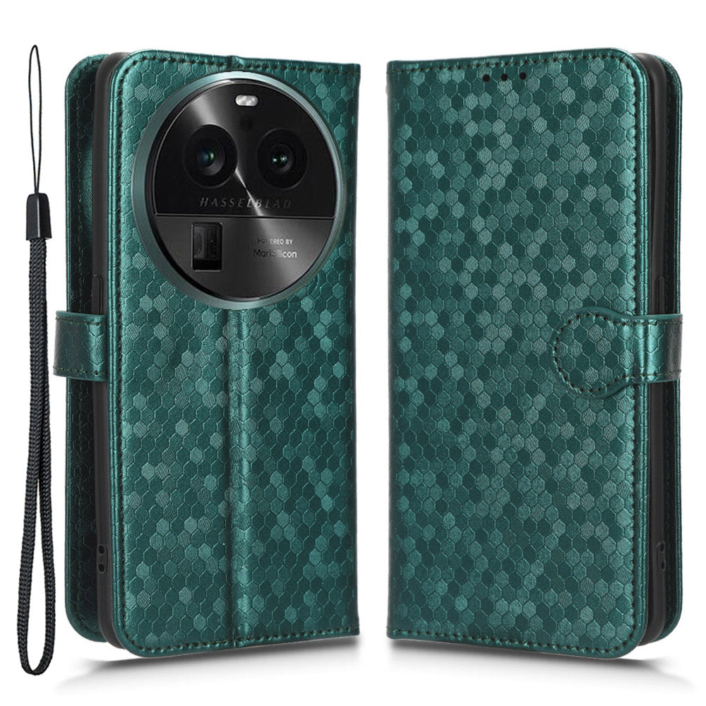 Dot Pattern Imprinted Leather Cover for Oppo Find X6 Wallet Phone Case Anti-Drop Shockproof Stand Phone Shell