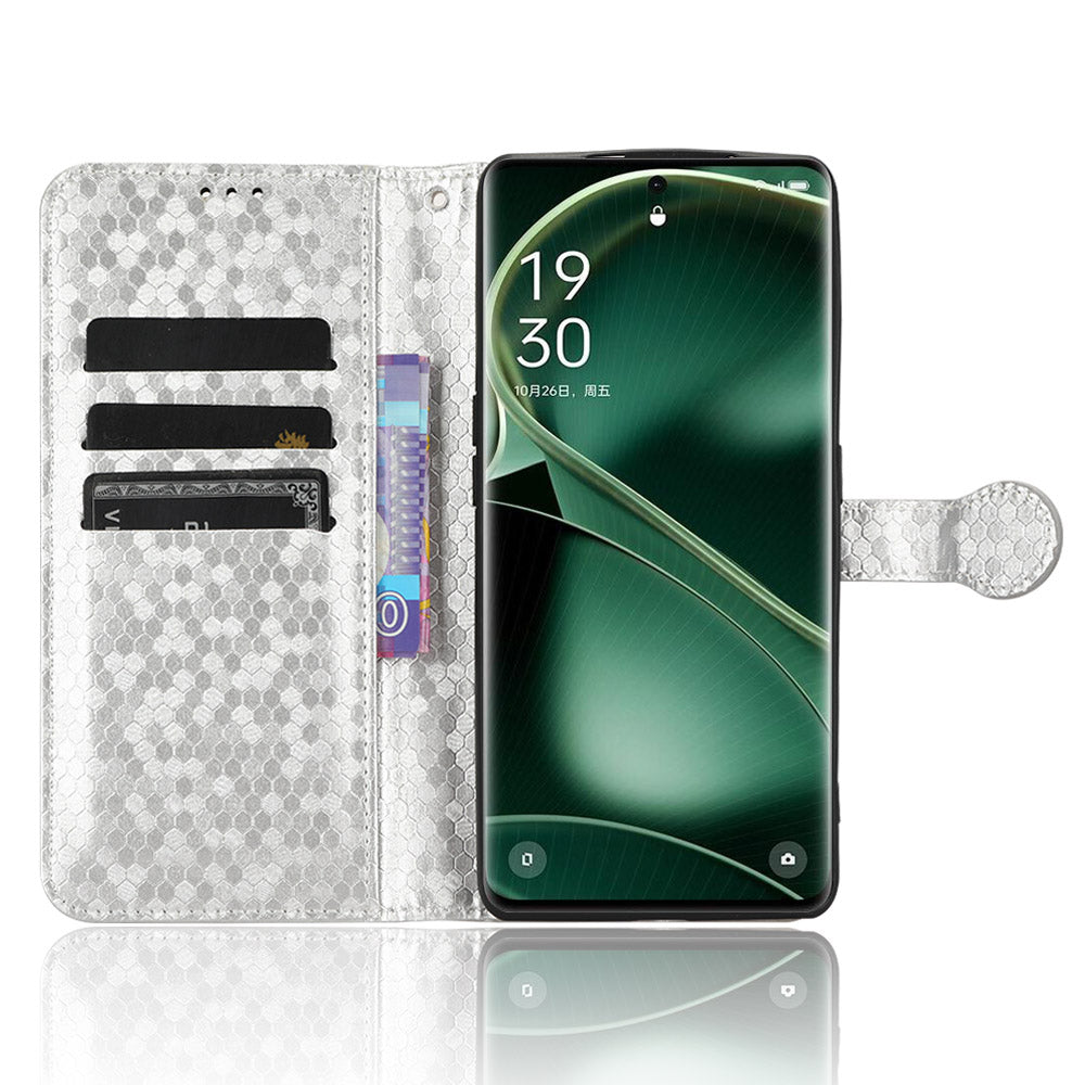 Dot Pattern Imprinted Leather Cover for Oppo Find X6 Wallet Phone Case Anti-Drop Shockproof Stand Phone Shell