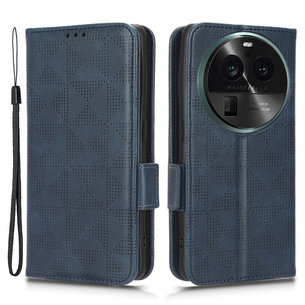 Shockproof PU Leather Phone Case for Oppo Find X6 , Imprinted Triangle Stand Wallet Cover