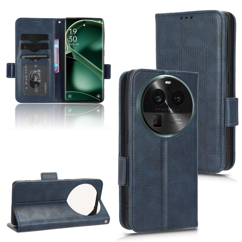 Shockproof PU Leather Phone Case for Oppo Find X6 , Imprinted Triangle Stand Wallet Cover