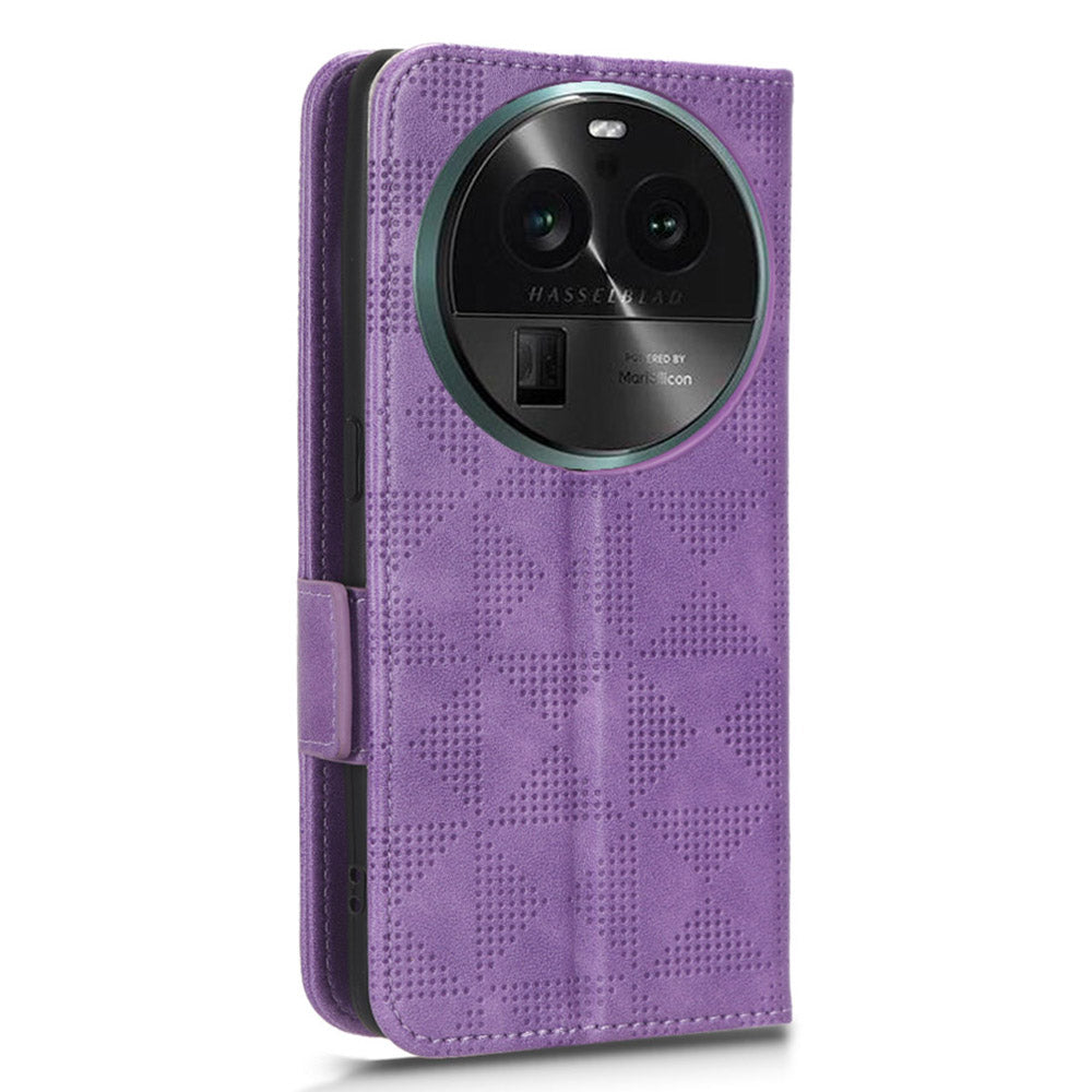 Shockproof PU Leather Phone Case for Oppo Find X6 , Imprinted Triangle Stand Wallet Cover