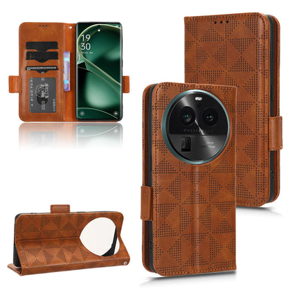 Shockproof PU Leather Phone Case for Oppo Find X6 , Imprinted Triangle Stand Wallet Cover