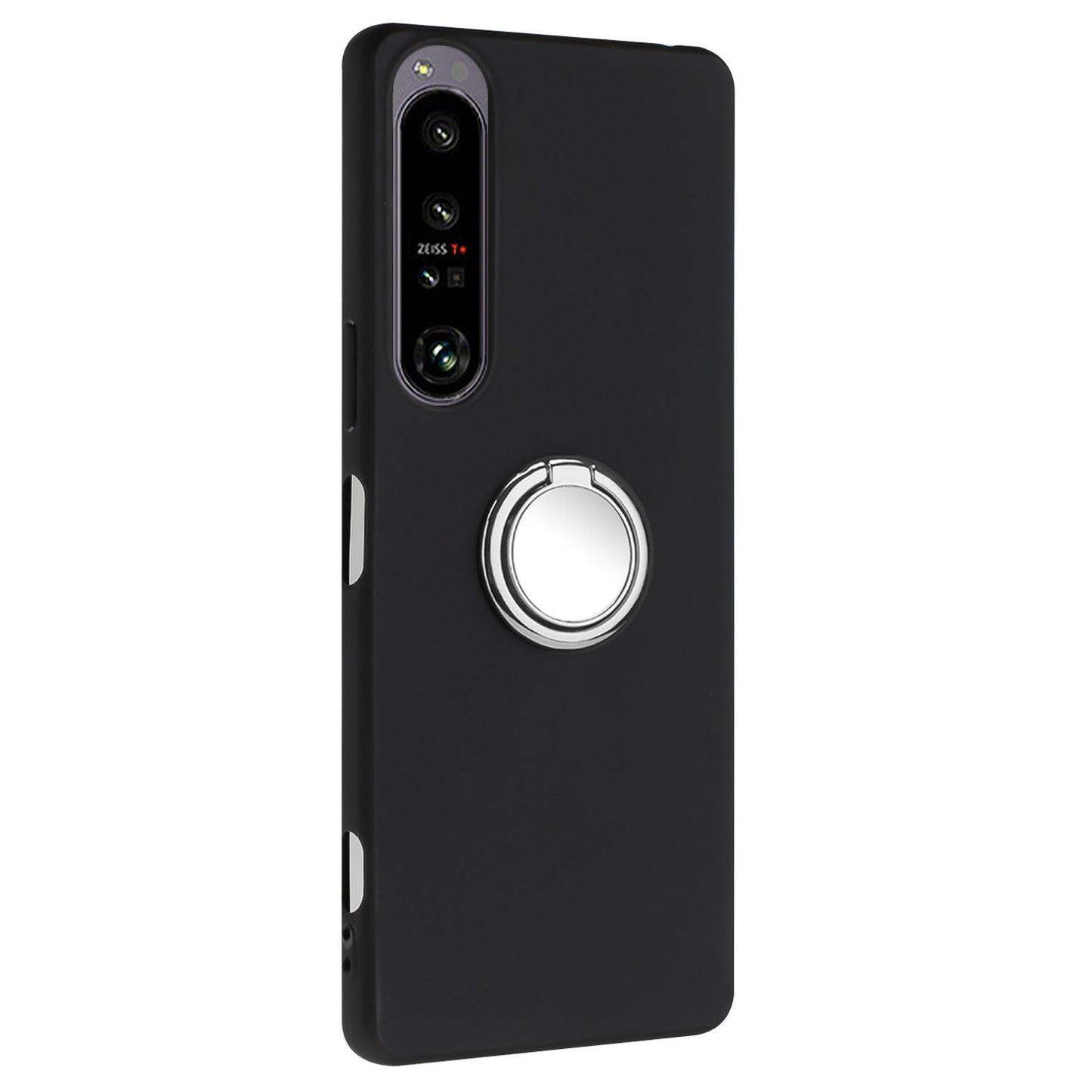 Soft TPU Back Cover for Sony Xperia 1 IV 5G Matte Anti-fall Phone Case with Ring Kickstand