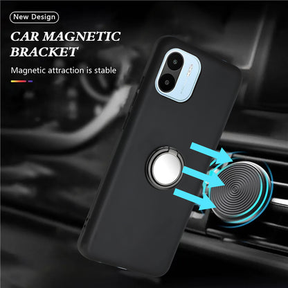 For Xiaomi Redmi A1 4G / A2 4G Soft TPU Back Cover Scratch Resistant Matte Phone Case with Ring Kickstand