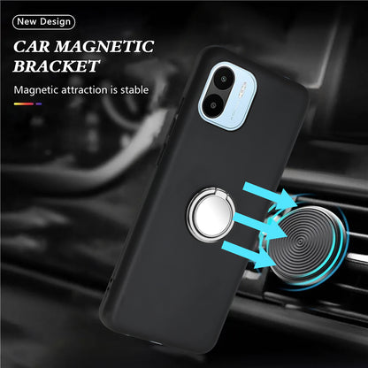 For Xiaomi Redmi A1 4G / A2 4G Soft TPU Back Cover Scratch Resistant Matte Phone Case with Ring Kickstand