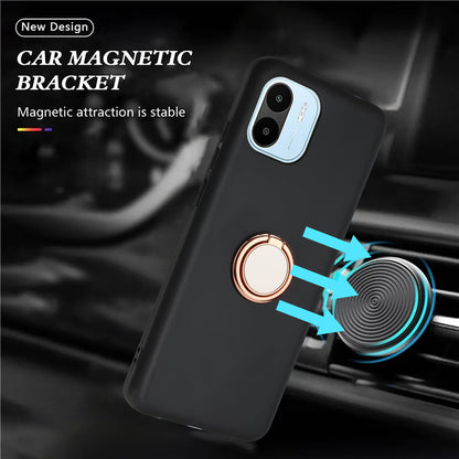 For Xiaomi Redmi A1 4G / A2 4G Soft TPU Back Cover Scratch Resistant Matte Phone Case with Ring Kickstand