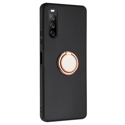 Matte Phone Case for Sony Xperia 10 IV 5G TPU Back Protective Cover with Rotary Ring Kickstand