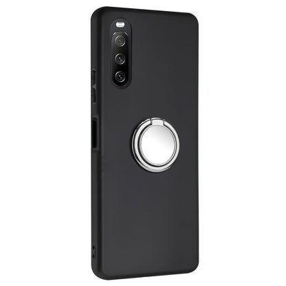 Matte Phone Case for Sony Xperia 10 IV 5G TPU Back Protective Cover with Rotary Ring Kickstand