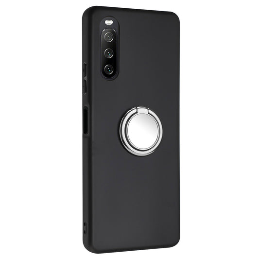 Matte Phone Case for Sony Xperia 10 IV 5G TPU Back Protective Cover with Rotary Ring Kickstand