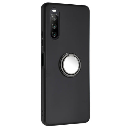 Matte Phone Case for Sony Xperia 10 IV 5G TPU Back Protective Cover with Rotary Ring Kickstand