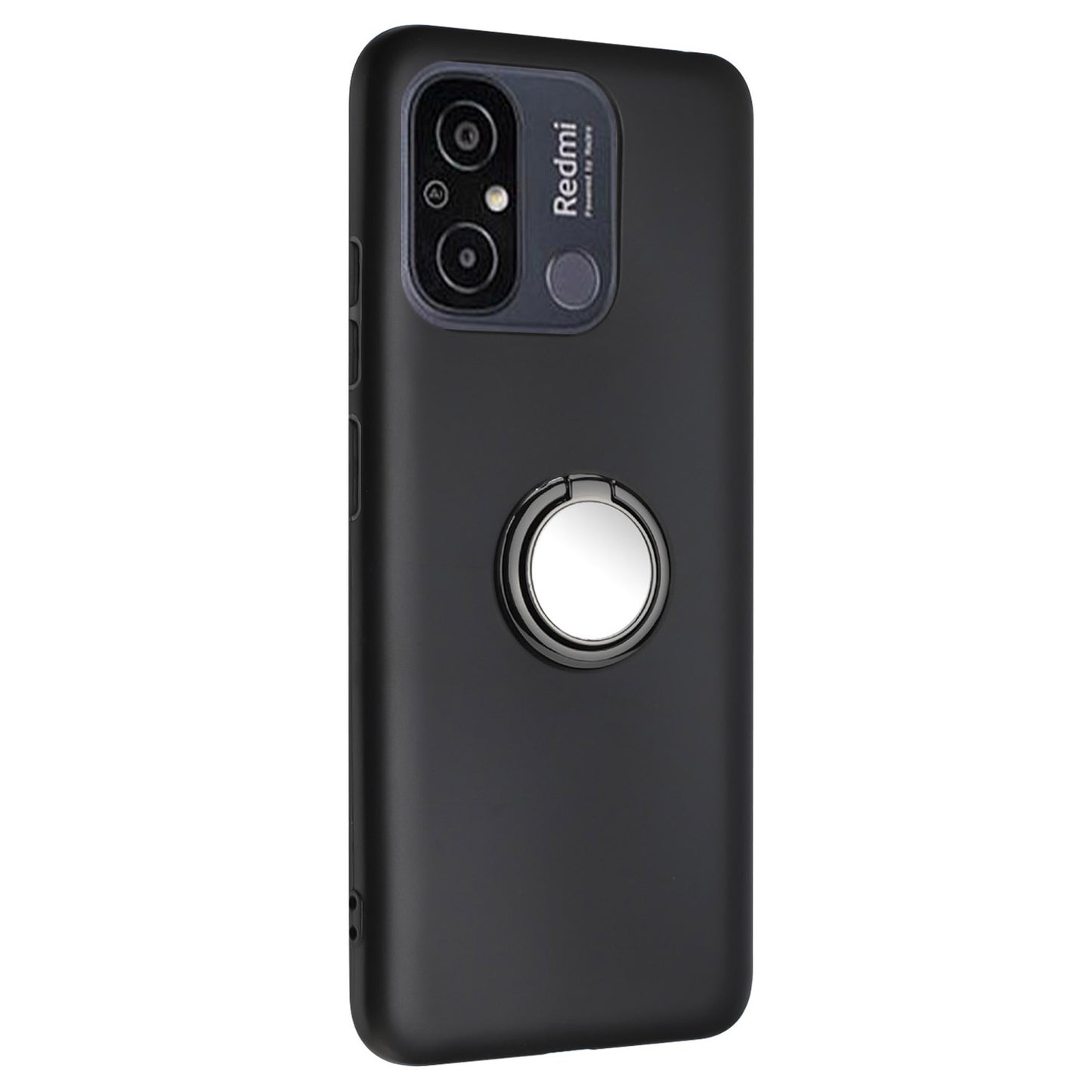 Phone Case for Xiaomi Redmi 11A 4G / 12C 4G TPU Matte Cover with Rotary Ring Kickstand