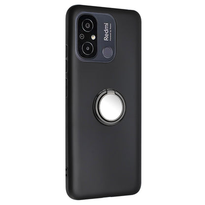 Phone Case for Xiaomi Redmi 11A 4G / 12C 4G TPU Matte Cover with Rotary Ring Kickstand