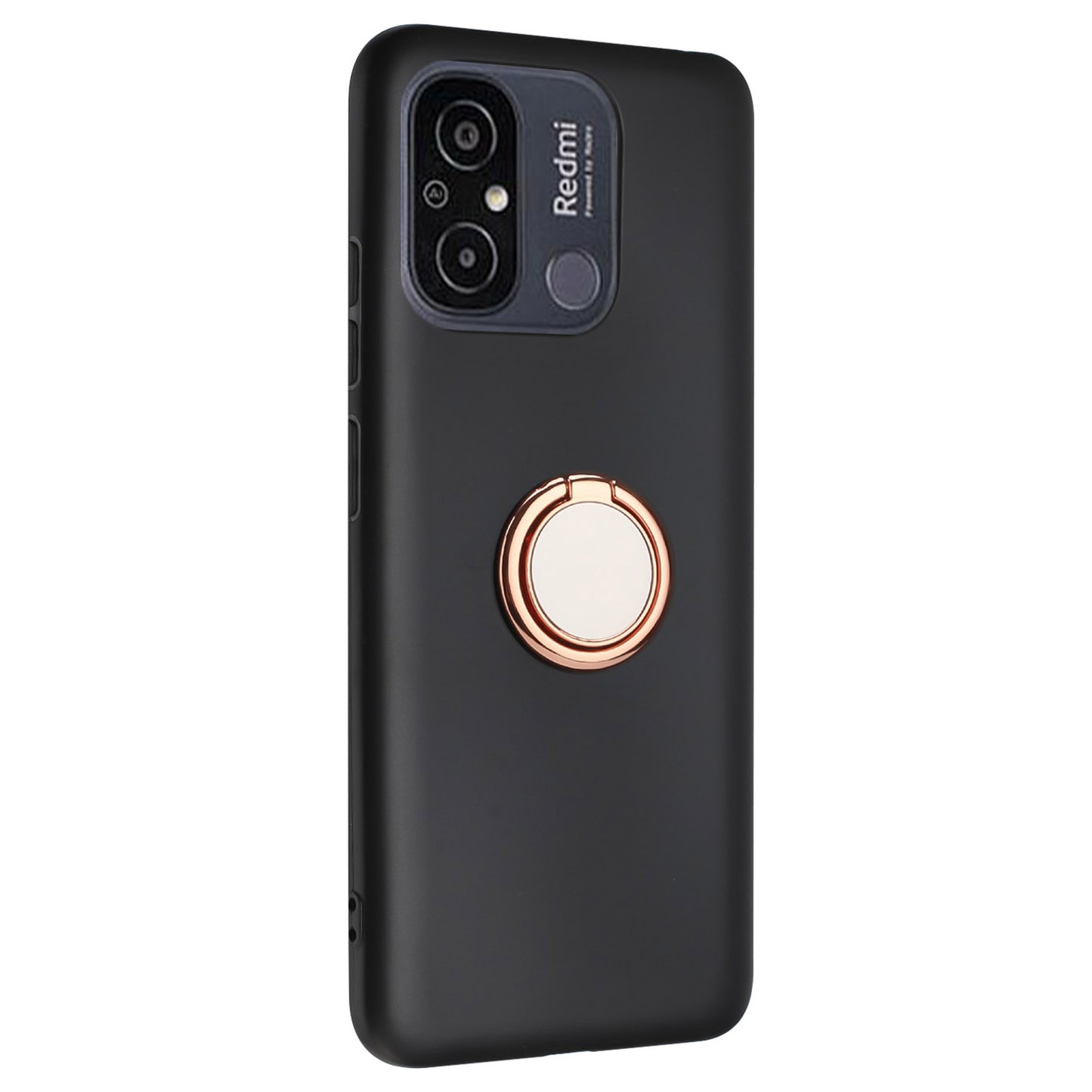 Phone Case for Xiaomi Redmi 11A 4G / 12C 4G TPU Matte Cover with Rotary Ring Kickstand