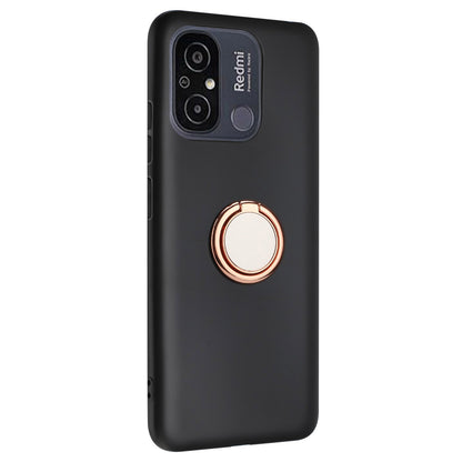 Phone Case for Xiaomi Redmi 11A 4G / 12C 4G TPU Matte Cover with Rotary Ring Kickstand
