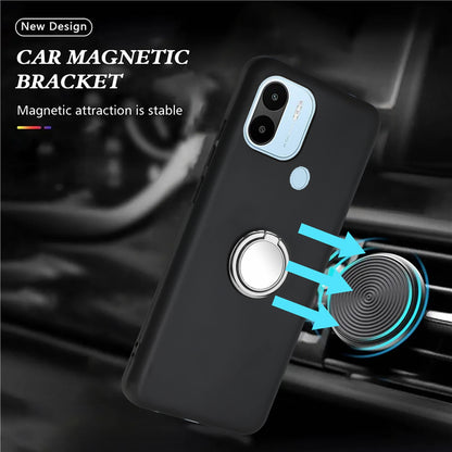Matte Phone Case for Xiaomi Redmi A1+ 4G / A2+ 4G / Poco C50 4G TPU Cover with Rotary Ring Kickstand