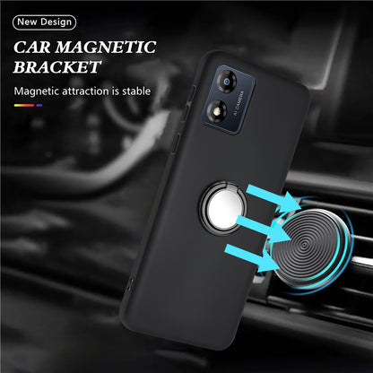 Matte TPU Phone Case for Motorola Moto E13 4G Support Car Magnet Mount Ring Kickstand Cover