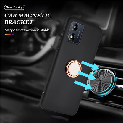 Matte TPU Phone Case for Motorola Moto E13 4G Support Car Magnet Mount Ring Kickstand Cover