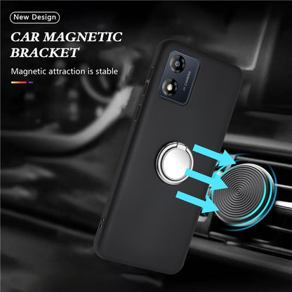 Matte TPU Phone Case for Motorola Moto E13 4G Support Car Magnet Mount Ring Kickstand Cover