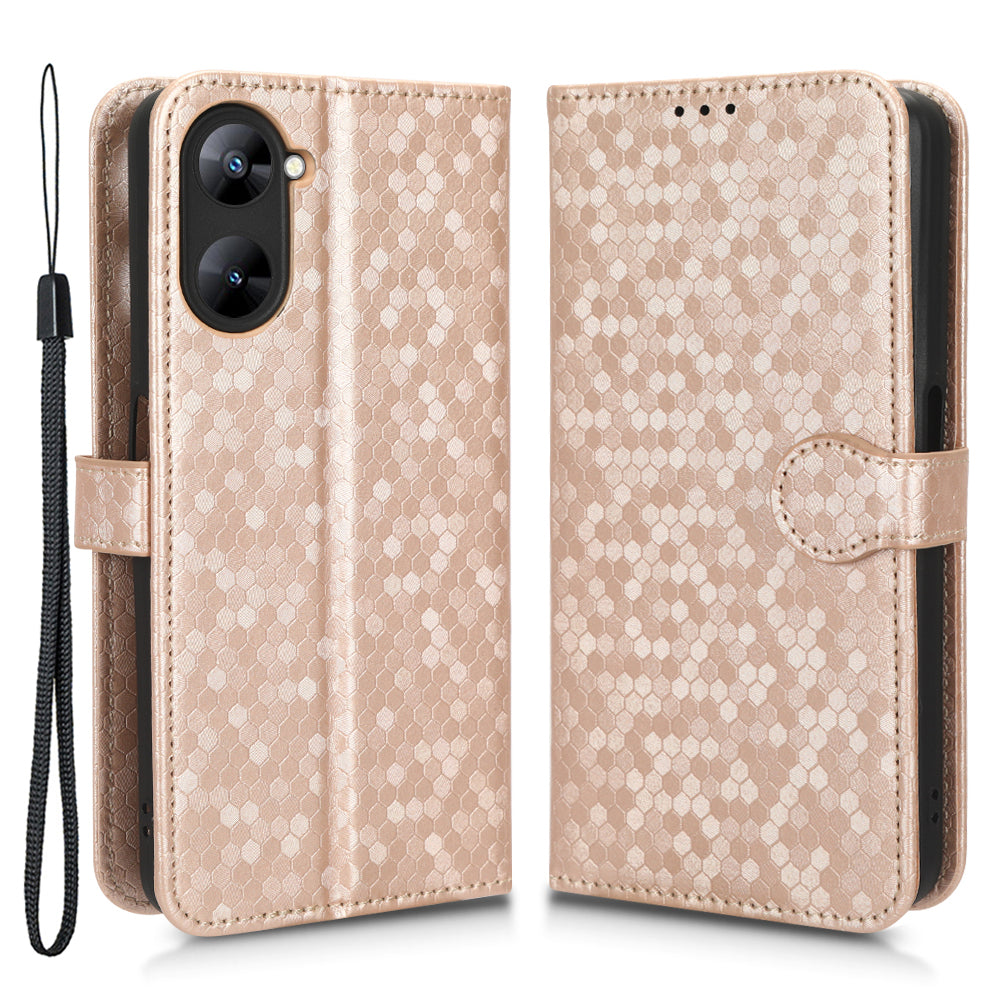 For Realme V30 5G / V30t Wallet Phone Case Dot Pattern Imprinted PU Leather Cover with Stand