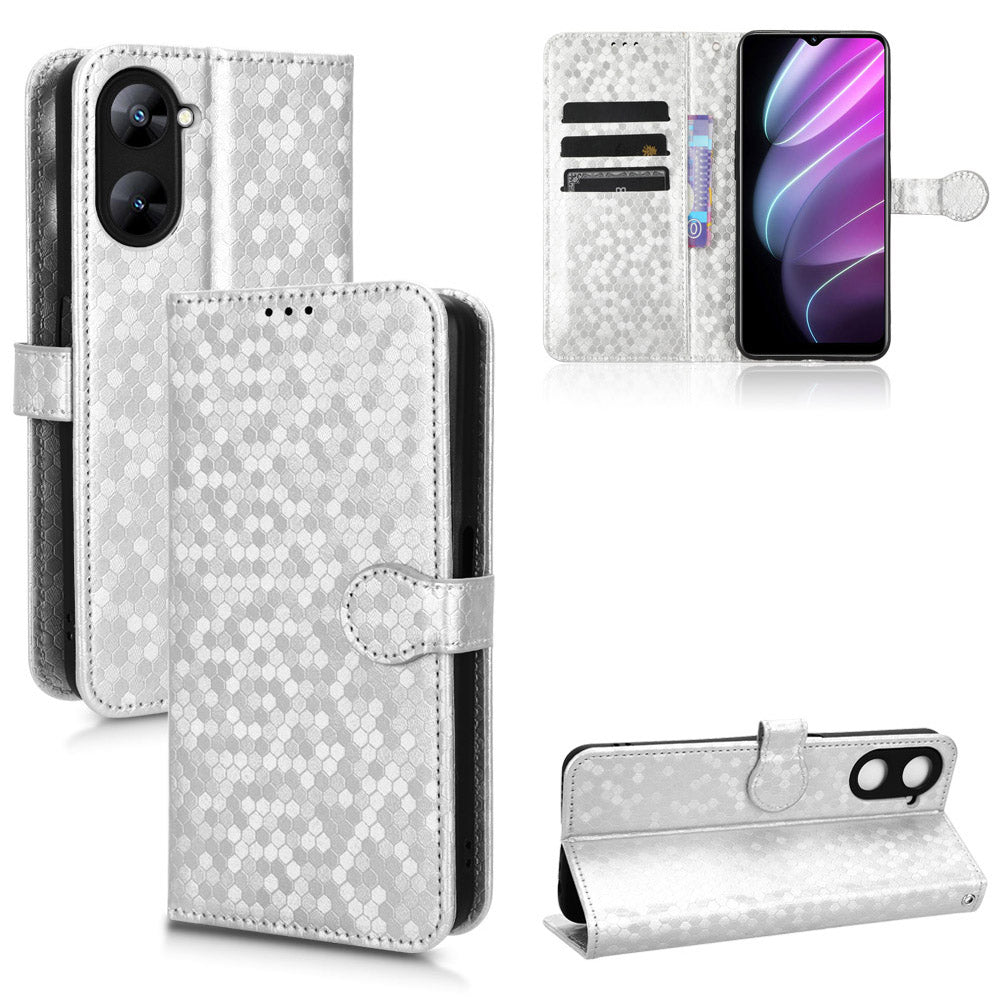 For Realme V30 5G / V30t Wallet Phone Case Dot Pattern Imprinted PU Leather Cover with Stand