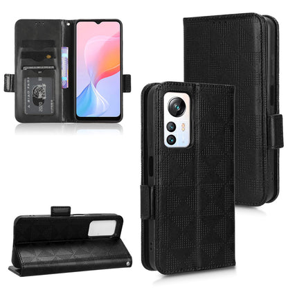 For Blackview A85 Imprinted Triangle Stand Wallet Phone Case TPU+PU Leather Phone Cover