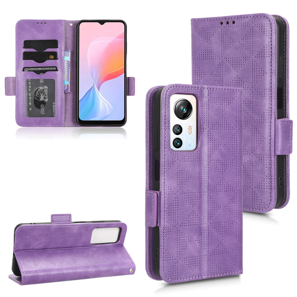 For Blackview A85 Imprinted Triangle Stand Wallet Phone Case TPU+PU Leather Phone Cover