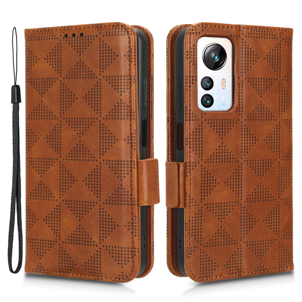 For Blackview A85 Imprinted Triangle Stand Wallet Phone Case TPU+PU Leather Phone Cover