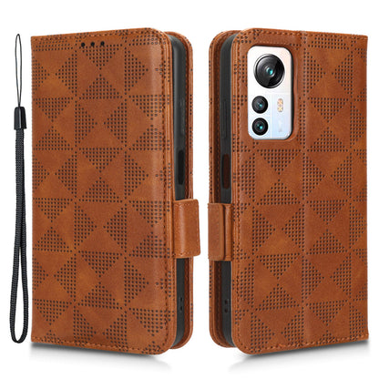 For Blackview A85 Imprinted Triangle Stand Wallet Phone Case TPU+PU Leather Phone Cover