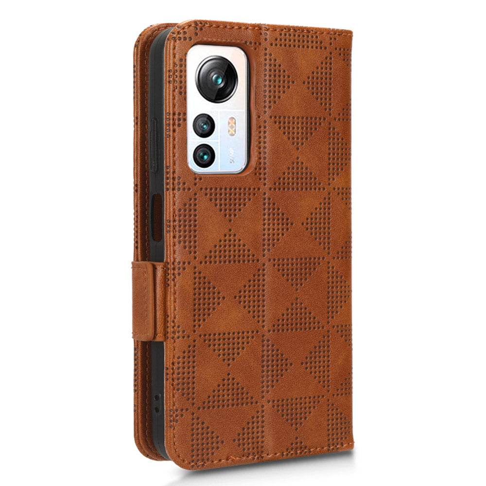 For Blackview A85 Imprinted Triangle Stand Wallet Phone Case TPU+PU Leather Phone Cover