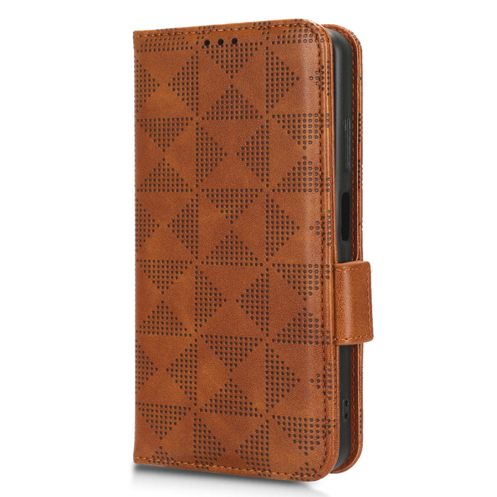 For Blackview A85 Imprinted Triangle Stand Wallet Phone Case TPU+PU Leather Phone Cover