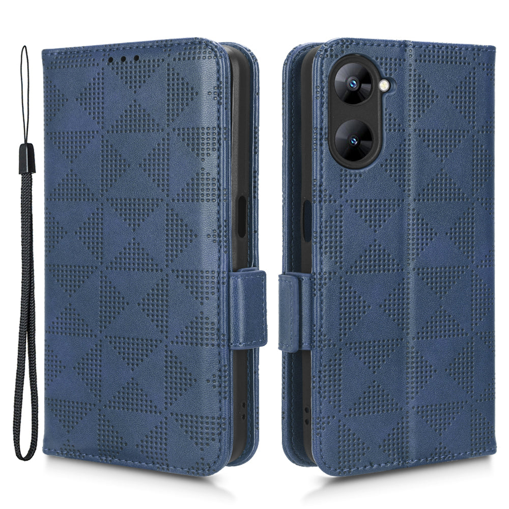 For Realme V30t / V30 5G Shockproof PU Leather Phone Case Imprinted Triangle Stand Wallet Cover