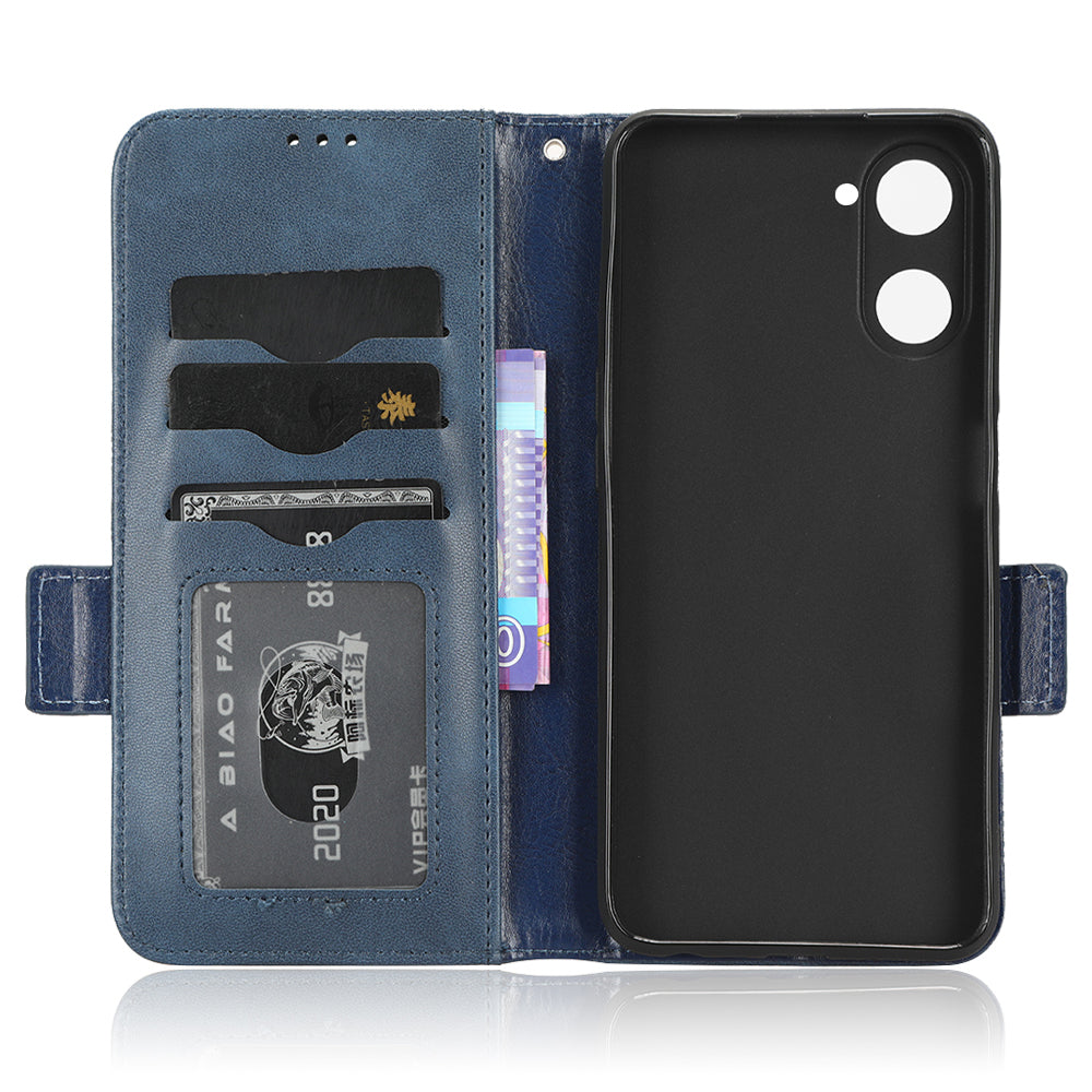 For Realme V30t / V30 5G Shockproof PU Leather Phone Case Imprinted Triangle Stand Wallet Cover