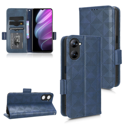 For Realme V30t / V30 5G Shockproof PU Leather Phone Case Imprinted Triangle Stand Wallet Cover