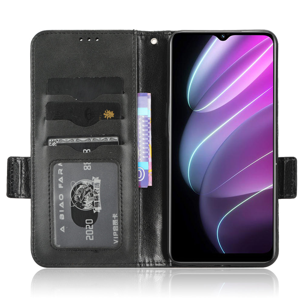 For Realme V30t / V30 5G Shockproof PU Leather Phone Case Imprinted Triangle Stand Wallet Cover