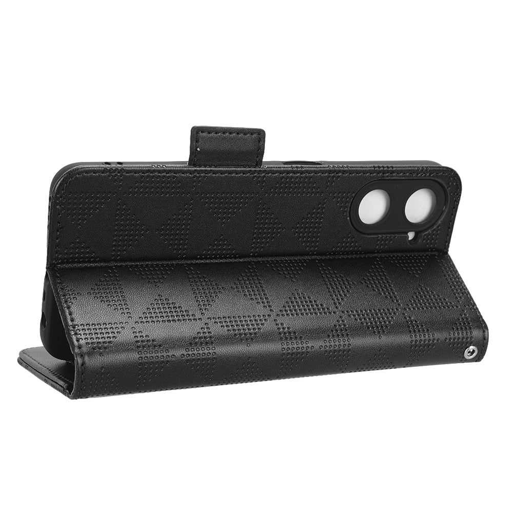 For Realme V30t / V30 5G Shockproof PU Leather Phone Case Imprinted Triangle Stand Wallet Cover