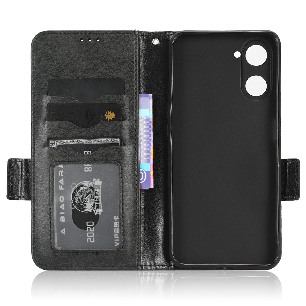 For Realme V30t / V30 5G Shockproof PU Leather Phone Case Imprinted Triangle Stand Wallet Cover