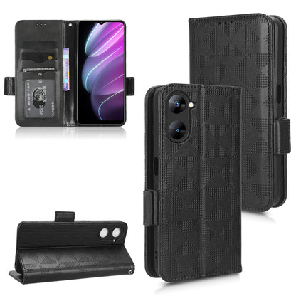 For Realme V30t / V30 5G Shockproof PU Leather Phone Case Imprinted Triangle Stand Wallet Cover
