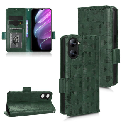 For Realme V30t / V30 5G Shockproof PU Leather Phone Case Imprinted Triangle Stand Wallet Cover