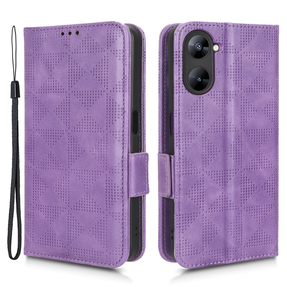 For Realme V30t / V30 5G Shockproof PU Leather Phone Case Imprinted Triangle Stand Wallet Cover