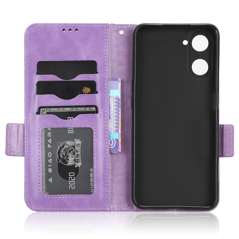 For Realme V30t / V30 5G Shockproof PU Leather Phone Case Imprinted Triangle Stand Wallet Cover