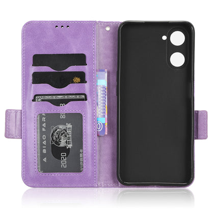 For Realme V30t / V30 5G Shockproof PU Leather Phone Case Imprinted Triangle Stand Wallet Cover